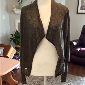 Women's Olive Green Open Front Sweater